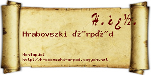 Hrabovszki Árpád névjegykártya